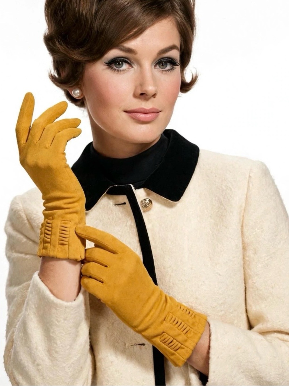 Vintage 60s Mod Stretch Jersey Gloves
